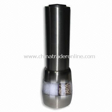 2-in-1 Dual Electric Salt and Pepper Mill, Made of Stainless Steel and Acrylic