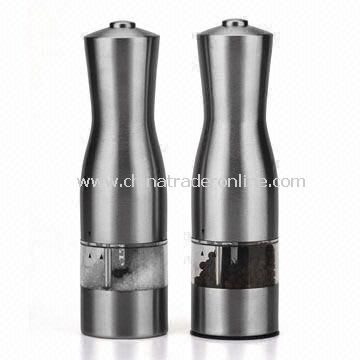57 x 205mm Salt and Pepper Mills Made of Stainless Steel, Acrylic, and ABS Materials