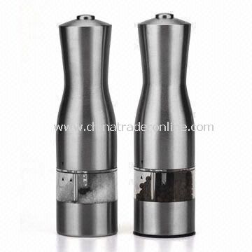 57 x 205mm Salt and Pepper Mills Made of Stainless Steel, Acrylic, and ABS Materials from China