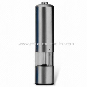 Electric Salt and Pepper Mill, Made of Stainless Steel, Acrylic, ABS and Ceramic