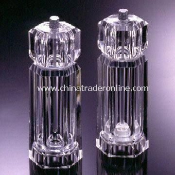 Hexagon Pepper Mills, Made of Acrylic, Measures 6.0 x 5.0 x 16.0cm