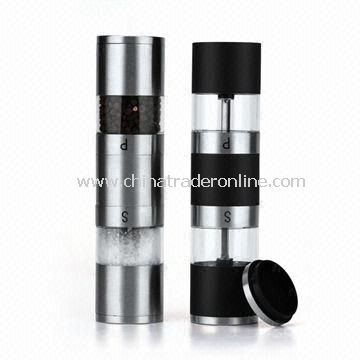 Salt and Pepper Mill, Made of Stainless Steel, Acrylic, and ABS Materials, Measuring 45 x 95mm from China