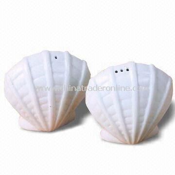Seashell-shaped Ceramic Salt and Pepper Shakers, Available in Different Designs