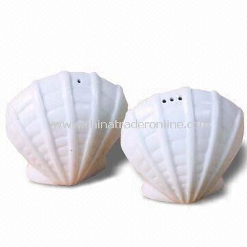 Seashell-shaped Ceramic Salt and Pepper Shakers, Available in Different Designs from China