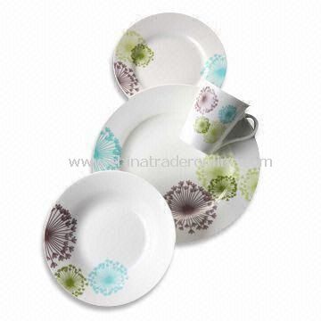 16/18/19/30 Pieces Porcelain Dinner Set, Round Shaped Plates with Decal, Microwave Safe