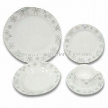 30-piece Porcelain Dinner Plate with Decal in Wing Shape, Measures 26.5cm from China