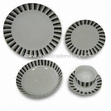 30 Pieces Porcelain Dinner Set, Plates with Decal in Wing Shape, Measures 26.5cm from China