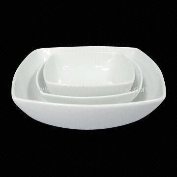 5.75/7/9.2-inch Porcelain Square Bowls, Come in White, FDA Certified from China