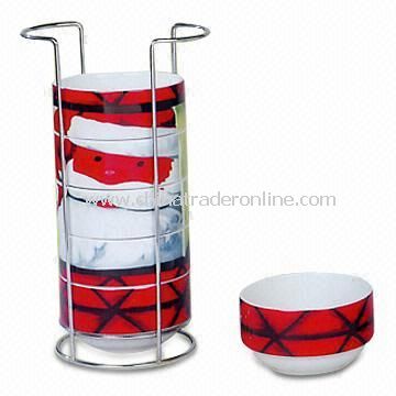5-inch Flat Bottom Bowl with Steel Stand, ODM Services are Accepted