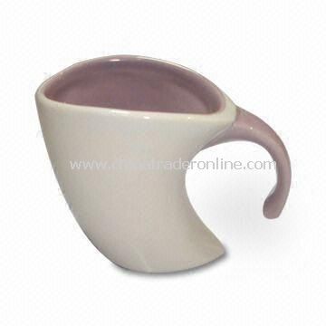 Glazed Porcelain Cup with Antique Stylish Line Design and Simple Borders, Measures 9.3 x 5.2 x 6.7cm from China