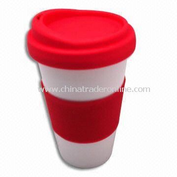 Thermal Porcelain Mug with Silicone Lid and Sleeve, 300mL Capacity