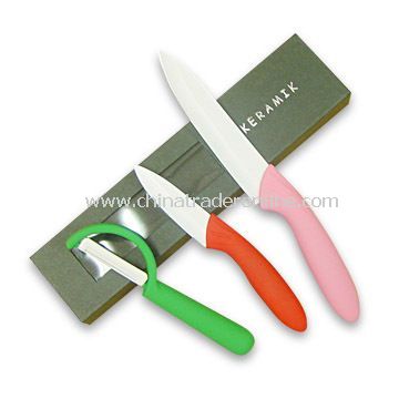 3-piece Ceramic Knives Set with Vegetable Peeler