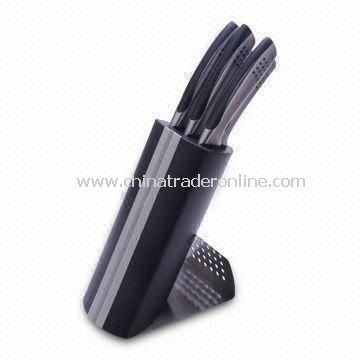 6-piece Knife Set with Metal Block, Made of Stainless Steel