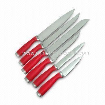 6pc Knife Set with Chef, Carving, Bonning, Utility and Paring Knife, Made of Stainless Steel