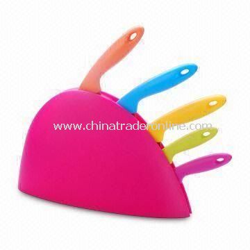 Durable Kitchen Knife Set with Plastic Holder, Comes in Pink from China