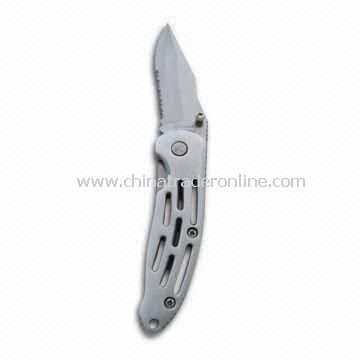 Folding Knife, Made of Stainless Steel with Aluminum Handle, Blade with Small Serrated
