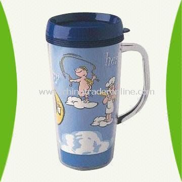 16-Ounce Plastic Mug with Handle and Printed Paper-Inserted Body from China