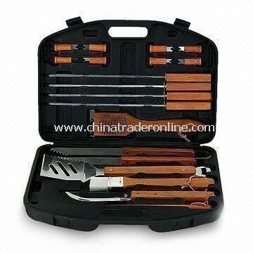 18-piece BBQ Tool Set, Made of Steel, with 3-in-1 Spatula, Tongs, Carving Fork and Knife from China