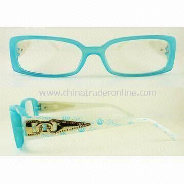 Fashionable Plastic Reading Glasses with Metal Ornaments at the Temple