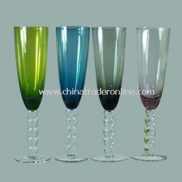 4pcs Set Champagne Stemware Glass, Customized Designs and Logos are Welcome