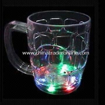 500mL LED Flashing Beer Glass with 10 Hours Flashing Time and Three-piece AG13 Battery from China