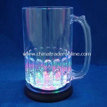 600mL LED Plastic Big Glow Beer Mug, OEM and ODM Orders are Accepted