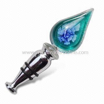 Bottle/Champagne Stopper in Various Styles, Made of Alloy and Glass, OEM Orders are Welcome