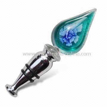 Bottle/Champagne Stopper in Various Styles, Made of Alloy and Glass, OEM Orders are Welcome from China