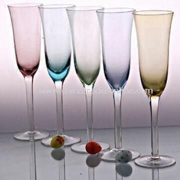 Champagne Glass Set with Color on Top, Various Sizes are Available from China