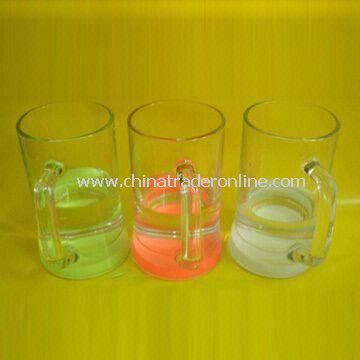 Glow Glass Beer Mugs, Measures 130 x 75mm, Different Styles are Available from China