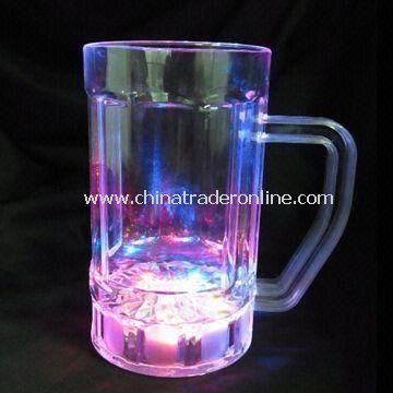 LED Flashing Plastic Beer Mug with 400mL Capacity