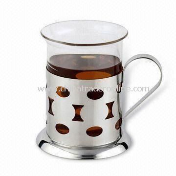 200mL French Press/Tea Mug with Sand Polish, Made of Stainless Steel and Borosilicate Glass