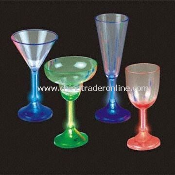 Battery-powered LED Cocktail Glasses, Comes in 4 Different Shapes