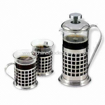 High Temperature Glass Tea Maker, Includes 350mL Plunger and 2 Pieces 200mL Cups