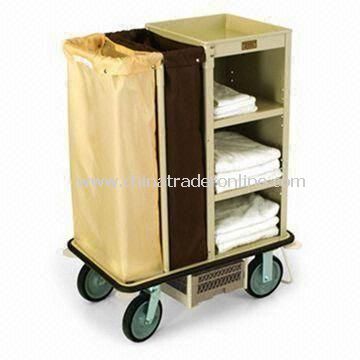 Compact Housekeeping Cart with Two/Three Shelves and Double Bag Low-profile Handle