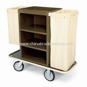 Housekeeping Cart with 2.5-inch Deep Top Tray, Three Shelves, and 24 x 36-inch Steel Cabinet from China