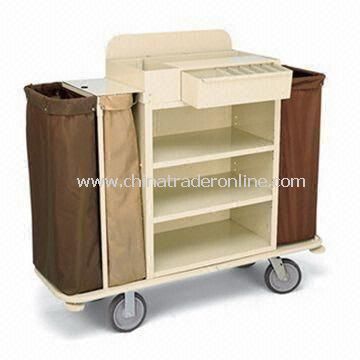 Housekeeping Cart with Three Compartment in a Three-sided Cabinet and Top Tray Organizer from China