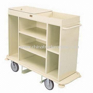 Housekeeping Cart with Three-sided Cabinet Divided into Three Sections and Eight-inch Wheels from China