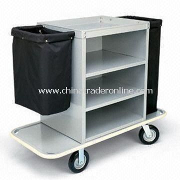 Specialty Housekeeping Cart with Three Shelves and Low Profile Handles from China