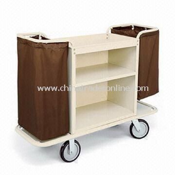 Two Shelves Housekeeping Cart with Steel Cabinet of 30 x 30-inch and 2.5-inch Deep Top Tray from China