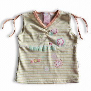 100% Cotton Baby Fashionable T-shirt, Various Colors Available from China