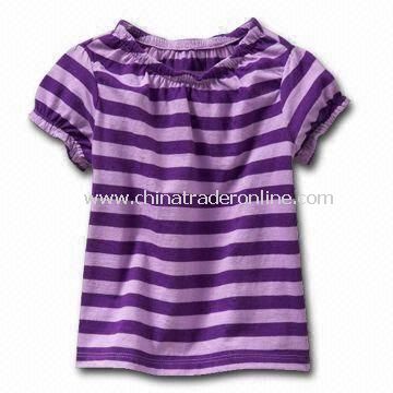 Babies T-shirt, Popular Purple Stripe Design, Made of 100% Cotton