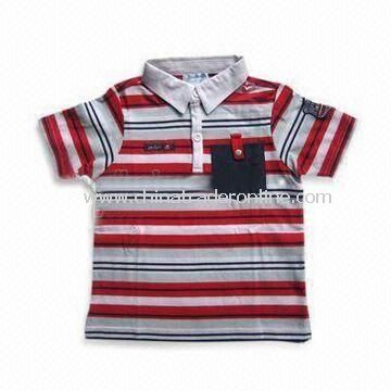 Baby T-shirt with Stripes and Short Sleeves, Made of 100% Combed Cotton, Available in Various Colors from China