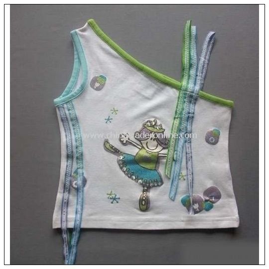 hot sell latest 100% girls T-shirt, non sleeve T-shirt, baby T-shirt from China