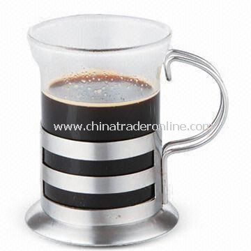 200mL Coffee Cup, Made of Stainless Steel and Heat-resistant Glass, Available in Various Designs
