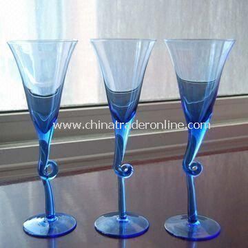 Cocktail Glasses in Full Solid Blue Color, with Twisted Stem from China