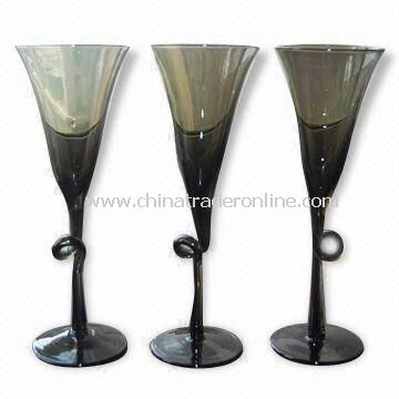 Cocktail Glasses in Smoky Gray Solid Color, with Twisted Stem, Measures 8 x 22.5cm from China