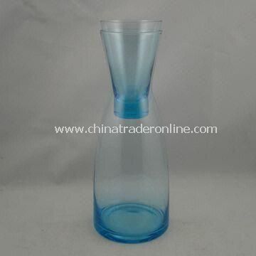 Colored Carafe Set, Made of Glass, with Tumbler from China