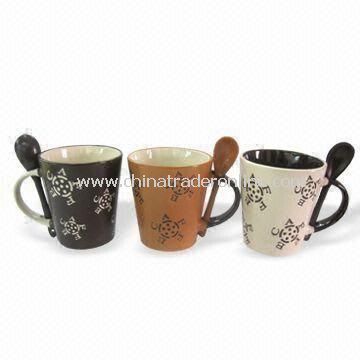 Ceramic Mugs, Suitable for Coffees, Teas and Hot Chocolates with Spoon from China