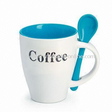 Coffee Cup with Spoon and Large Logo Space, Customized Colors are Accepted